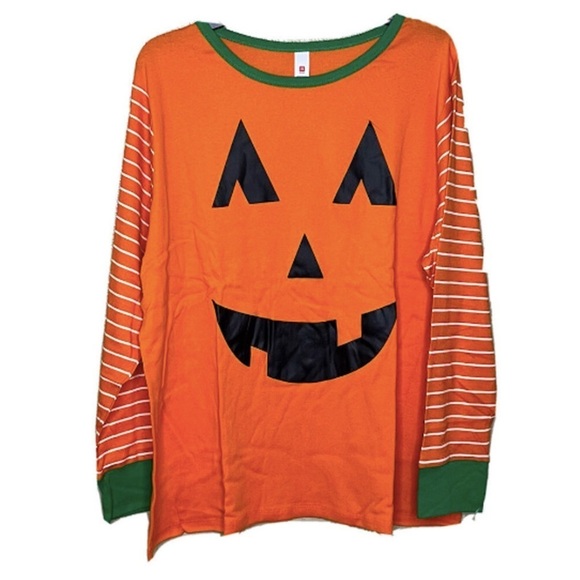 Target Pumpkin Stripe Orange Long Sleeve 100% Cotton Pajama Top Size XXL - Picture 4 of 5